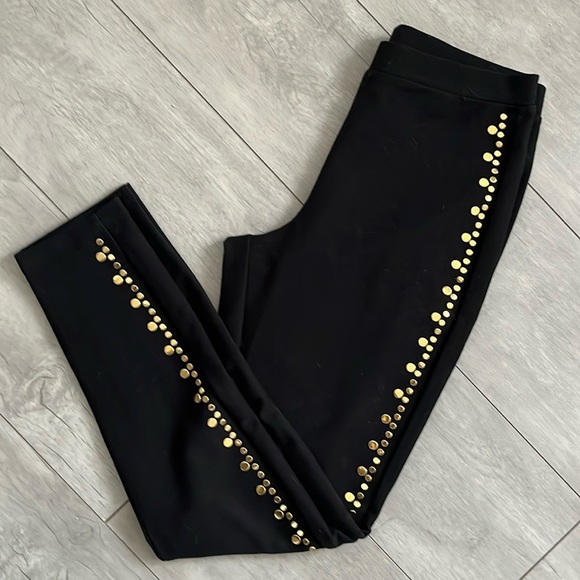 Michael Kors NWOT Gold Studded Black Cotton Pants, Size M - Picture 1 of 9